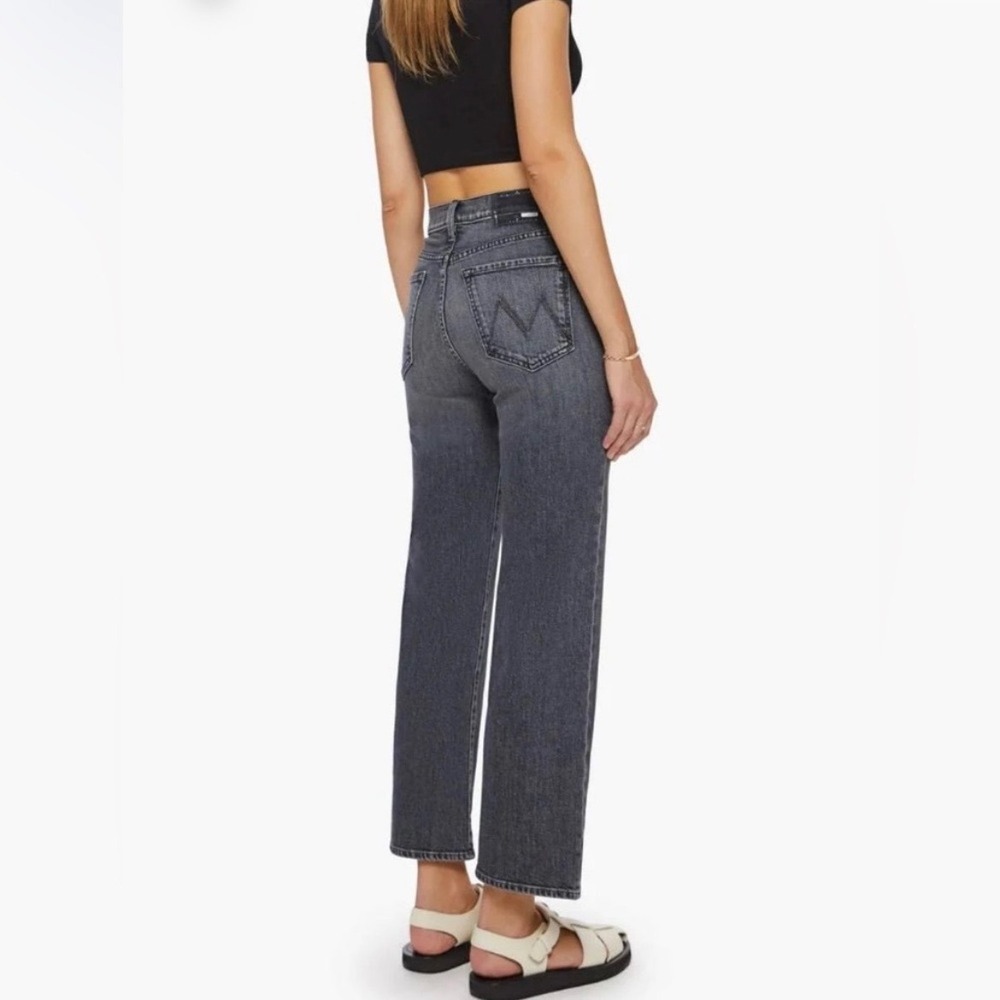 Mother The Rambler Zip Flood Jeans Outta Sight Faded Black Straight Leg Size 23 - Picture 2 of 11
